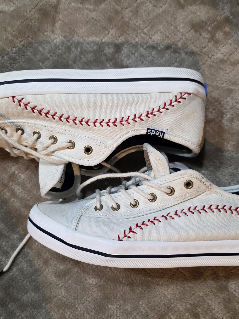 Keds Baseball Stitch Canvas Sneakers White MLB Kickstar 8 - Picture 7 of 9